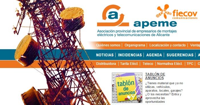 Tablón de anuncios en web apeme.es