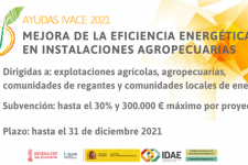 Ayudas a la mejora de la eficiencia energética en instalaciones agropecuarias en la Comunidad Valenciana. (IVACE)