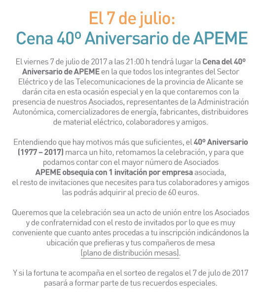 Cena 40 Aniversario de APEME