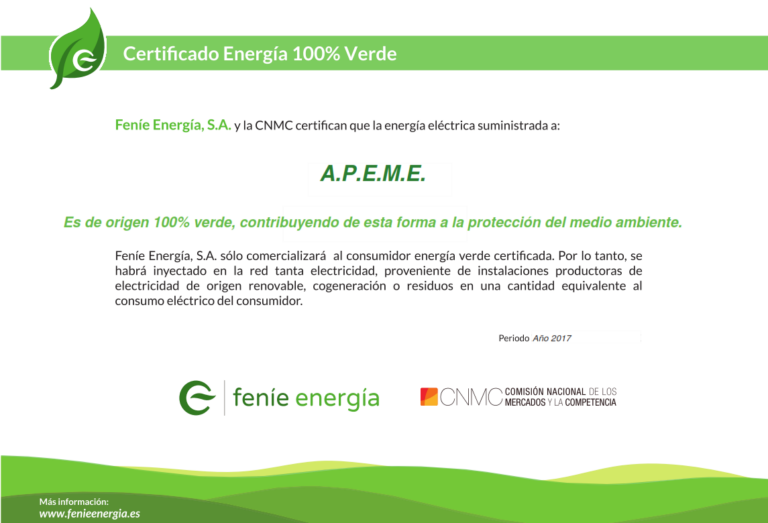 Certificado Energía Verde