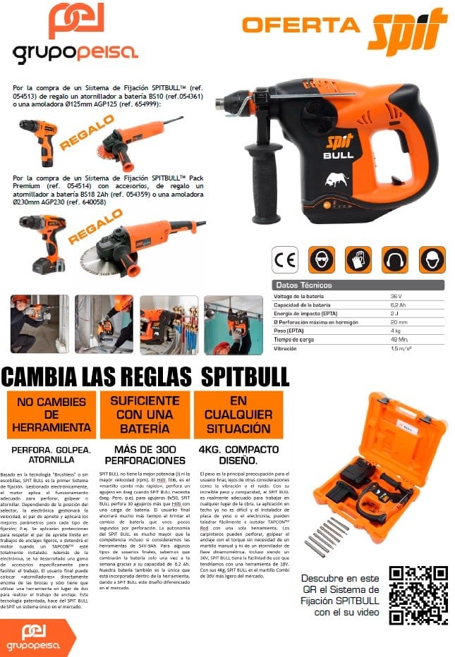 Grupo Peisa y Spit te ofrecen una magnífica promoción en productos Spitbull.