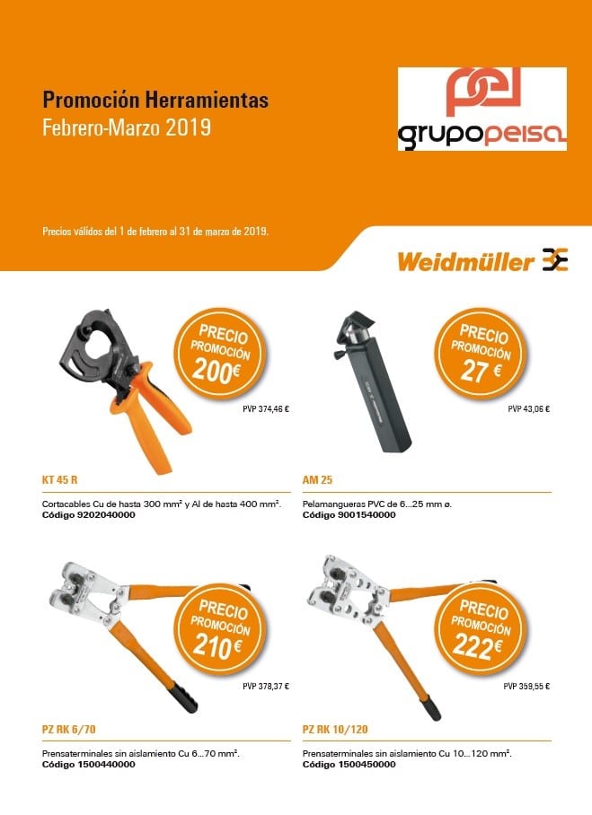 Grupo Peisa y Weidmüller te ofrecen esta magnífica promoción en Herramientas.