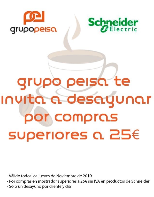 ¡Grupo Peisa te invita a desayunar, por tus compras en productos Schneider!