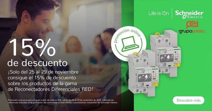 ¡¡Aprovéchate de un 15% de descuento en la gama de Reconectadores Schneider!!