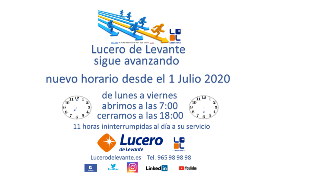 Lucero de Levante inicia la nueva normalidad con nuevo horario potenciando el servicio al cliente