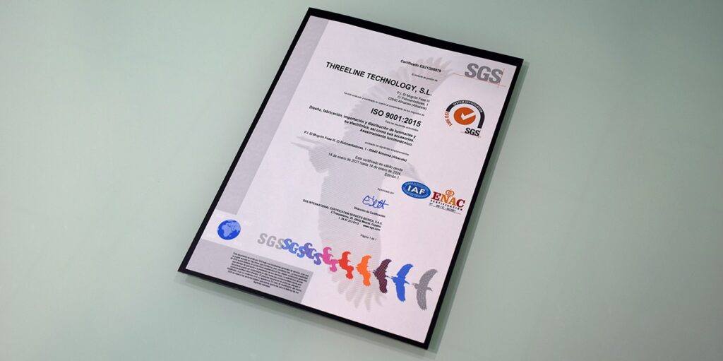 THREELINE confirma su calidad consiguiendo el certificado ISO 9001:2015