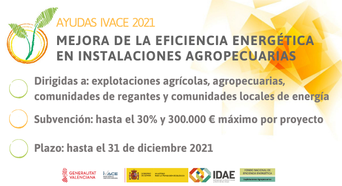 Ayudas a la mejora de la eficiencia energética en instalaciones agropecuarias en la Comunidad Valenciana. (IVACE)