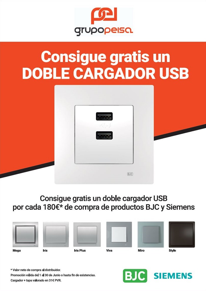 Consigue gratis un doble cargador USB con Grupo Peisa y BJC