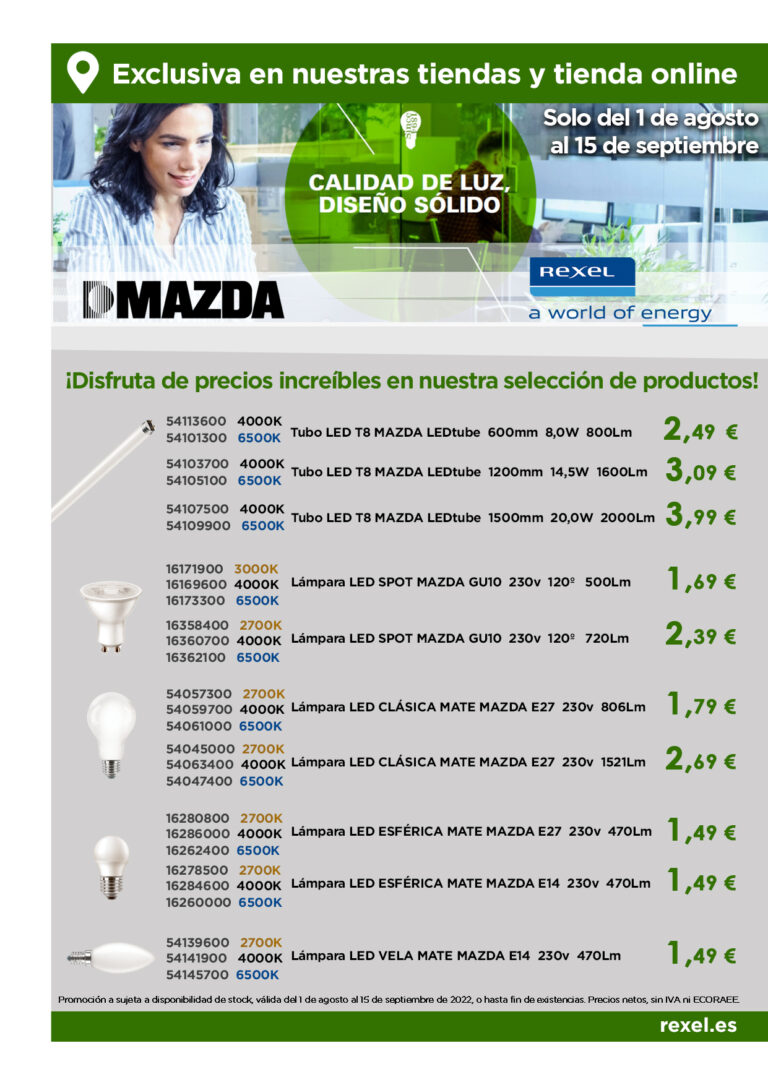 Rexel: Súper precios en lámparas Mazda