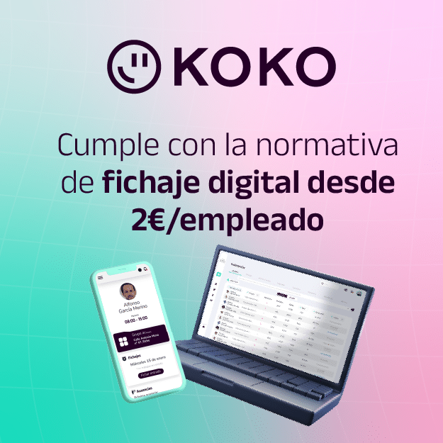 Koko. Cumple con la normativa de fichaje digital desde 2€/empleado