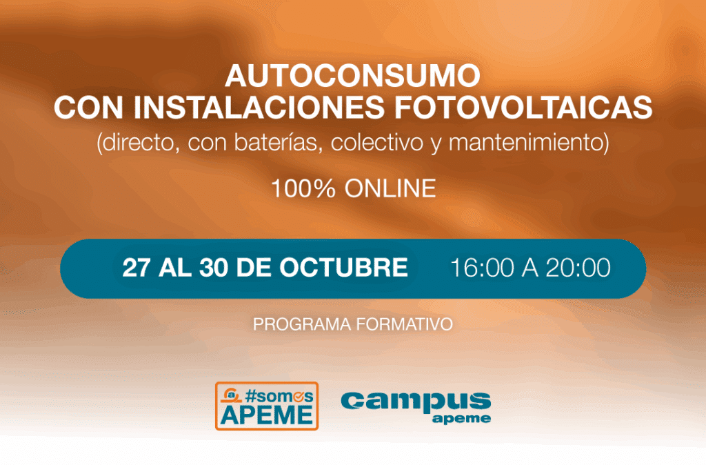 Curso Autoconsumo con Instalaciones Fotovoltaicas (directo, con baterías, colectivo y mantenimiento)