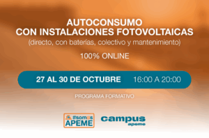 Curso Autoconsumo con Instalaciones Fotovoltaicas (directo, con baterías, colectivo y mantenimiento)