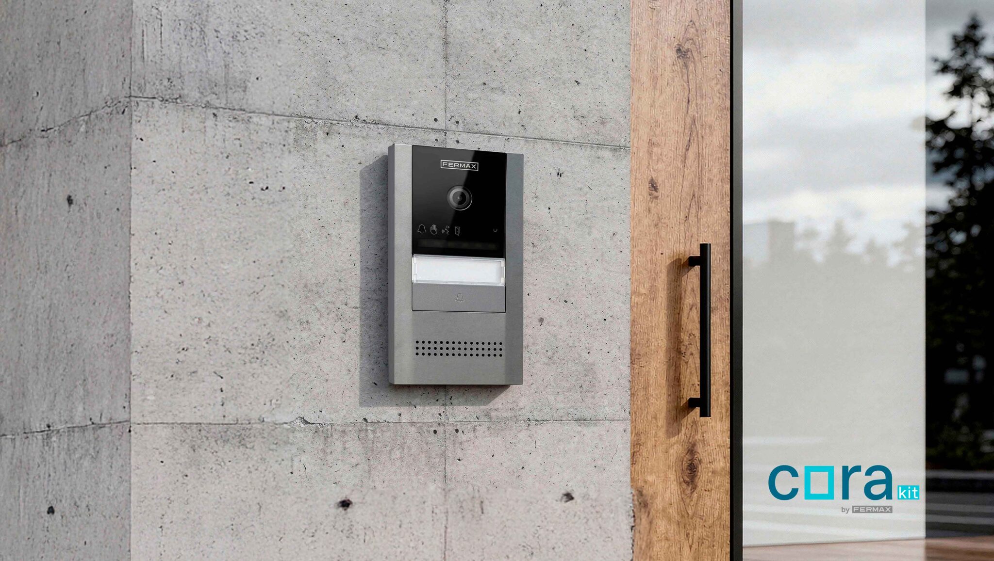 Fermax lanza CoraKit, la primera placa de kit Duox Plus con montaje en superficie y la esencia de la placa Cora